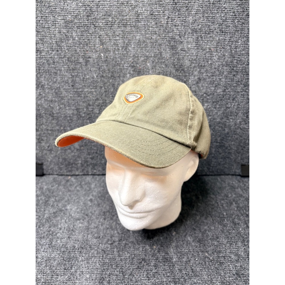 Callaway Golf Hat Mens Adjustable Olive Green Orange Cotton Twill Baseball Cap